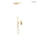 Zestaw Oltens Gota bateria podtynkowa wyposażona w deszczownicę 30 cm Vindel (S) oraz komplet prysznicowy Sog w złotym połysku 36604800