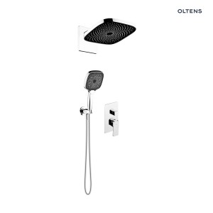 Oltens Hadsel zestaw podtynkowa bateria wannowo-prysznicowa z kwadratową deszczownicą Vann (S) i słuchawką 3 funkcyjną Havis EasyClick (S) chrom 36028100