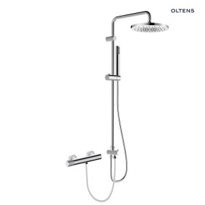 Oltens Hamnes zestaw prysznicowy z baterią prysznicową ścienną oraz deszczownicą w chromie 36051100