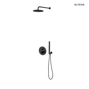 Oltens zestaw Hamnes bateria podtynkowa z deszczownicą 22 cm Atran i kompletem prysznicowym Ume czarny mat 36615300