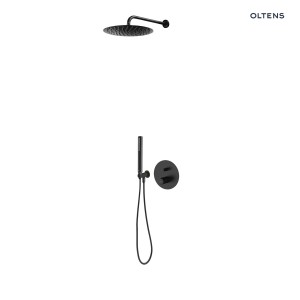 Oltens zestaw Hamnes bateria podtynkowa z deszczownicą 30 cm Vindel i kompletem prysznicowym Ume czarny mat 36607300
