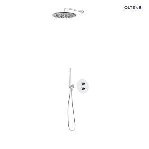 Oltens zestaw Katla bateria podtynkowa termostatyczna z deszczownicą 30 cm Sondera i kompletem prysznicowym Ume chrom 36608100