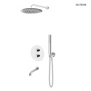 Zestaw Oltens Katla bateria podtynkowa termostatyczna z wylewką wannową Molle z deszczownicą 30 cm Sondera i kompletem prysznicowym Ume chrom 36611100