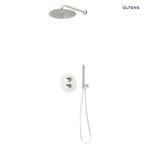 Oltens zestaw Katla bateria podtynkowa termostatyczna z deszczownicą 30 cm Vindel i kompletem prysznicowym Ume nikiel 36608910