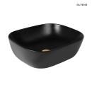 Umywalka Oltens Hamnes 46,5x37,5 nablatowa owalna czarny mat z ochronną powłoką SmartClean 40801300 bez przelewu i bez otworu na baterie