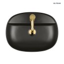 Umywalka Oltens Hamnes Thin 51x39 nablatowa owalna z ochronną powłoką SmartClean czarny mat 41813300 posiada cienkie ścianki, bez przelewu, z otworem na armaturę