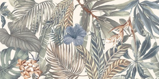Płytka ścienna, dekoracyjna z motywem roślinnym, wykończenie powierzchni matowe, Idea Ceramica Idea Decori Jungle Bianco mix 60x120 dekoracyjne płytki ścienne z motywem roślinnym