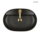 Umywalka Oltens Hamnes Thin 62x42 nablatowa owalna czarny mat 41314300 posiada cienkie ścianki z otworem na armaturę, bez przelewu