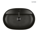 Umywalka Oltens Hamnes Thin 62x42 nablatowa owalna czarny mat 41314300 posiada cienkie ścianki z otworem na armaturę, bez przelewu