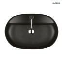 Umywalka Oltens Hamnes Thin 62x42 nablatowa owalna czarny mat z powłoką SmartClean 41814300 posiada cienkie ścianki, bez przelewu, z otworem na armaturę