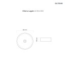 Umywalka Oltens Lagde 35,5x35,5 nablatowa okrągła czarny mat 40304300 bez przelewu i bez otworu na baterie - rysunek techniczny z wymiarami