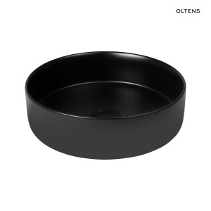 Oltens Lagde umywalka 35,5x35,5 nablatowa okrągła czarny mat 40304300
