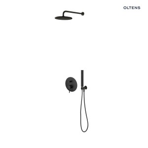Oltens zestaw Molle bateria podtynkowa z deszczownicą 22 cm Atran i kompletem prysznicowym Ume czarny mat 36614300