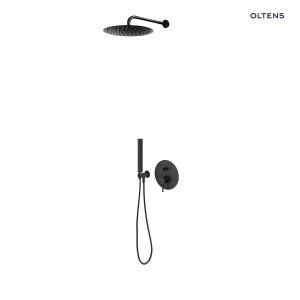 Oltens zestaw Molle bateria podtynkowa z deszczownicą 30 cm Vindel i kompletem prysznicowym Ume czarny mat 36600300