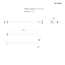 Oltens zestaw Molle bateria podtynkowa z deszczownicą 30 cm Vindel i kompletem prysznicowym Ume złoty połysk 36600800 - rysunek techniczny ramienia