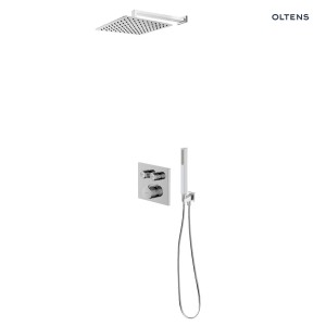 Oltens Onega zestaw kwadratowa (S) bateria podtynkowa z kwadratową deszczownicą 22 cm Atran (S)i kompletem prysznicowym Sog w chromie 36624100