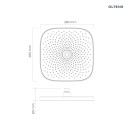 Oltens Onega podtynkowa bateria wannowo-prysznicowa z kwadratową deszczownicą Vann (S) i słuchawką 3 funkcyjną Havis EasyClick (S) chrom 36069100 - rysunek techniczny deszczownicy