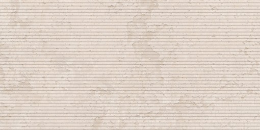 Płytka dekoracyjna Colorker Althea Sand Decor 59,5x119,2 w ciepłym, piaskowym odcieniu. Wyraziste, poziome ryflowanie łączy się z naturalną teksturą kamienia, tworząc efektowną, trójwymiarową powierzchnię idealną do przytulnych i nowoczesnych łazienek.