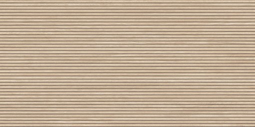 Płytka dekoracyjna Colorker Novawood Naturale 59,5x119,2 imitująca naturalne drewno. Wyraźna tekstura poziomych lameli nadaje powierzchni ciepły i organiczny wygląd, wprowadzając do wnętrza modny efekt 3D oraz przytulną atmosferę nowoczesnego spa.