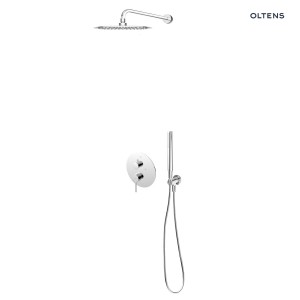 Oltens zestaw Rann bateria podtynkowa z deszczownicą 25 cm Vindel i kompletem prysznicowym Ume chrom 36630100