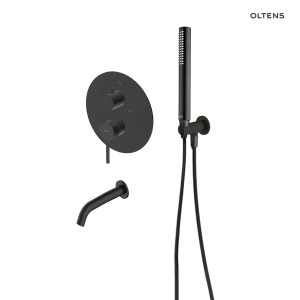 Oltens Rann zestaw wannowo-prysznicowy podtynkowy wykonany w czarnym macie 36632300