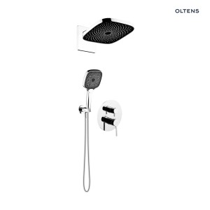 Oltens Rann zestaw bateria wannowo-prysznicowa podtynkowa z deszczownicą Vann (S) i słuchawką 3 funkcyjną Havis EasyClick (S) chrom 36072100