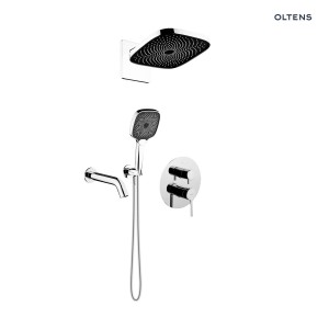 Oltens Rann zestaw wannowo-prysznicowy podtynkowy z baterią deszczownicą Vann (S) oraz 3-funkcyjną słuchawką Havis EasyClick (S) w kolorze chrom 36079100