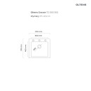 Zlewozmywak granitowy Oltens Gravan 57x51,5 czarny mat 1-komorowy 72000300 wpuszczany w blat - rysunek techniczny z wymiarami