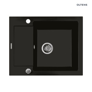 Oltens Gravan zlewozmywak granitowy 1-komorowy 62x50 z krótkim ociekaczem czarny mat 72102300