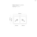Zlewozmywak granitowy 2-komorowy wpuszczany w blat Oltens Gravan 78x50 czarny mat 72400300  - rysunek techniczny z wymiarami