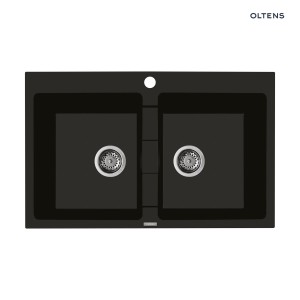 Oltens Gravan zlewozmywak granitowy 2-komorowy 78x50 czarny mat 72400300
