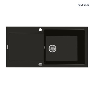 Oltens Gravan zlewozmywak granitowy 1-komorowy 100x50 z ociekaczem czarny mat 72101300