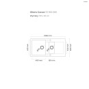 Zlewozmywak granitowy 1,5-komorowy Oltens Gravan 100x50 z ociekaczem czarny mat 72300300 wpuszczany w blat - rysunek techniczny z wymiarami