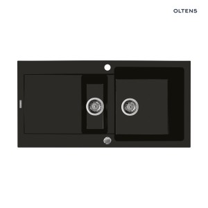 Oltens Gravan zlewozmywak granitowy 1,5-komorowy 100x50 z ociekaczem czarny mat 72300300