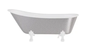 Besco Olaya Glam Srebrna 160x68 #WAO-160-GSW wanna wolnostojąca z białymi nogami