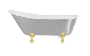 Besco Olaya Glam Srebrna 160x68 #WAO-160-GSG wanna wolnostojąca ze złotymi nogami