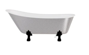 Besco Olaya Glam Srebrna 160x68 #WAO-160-GSB wanna wolnostojąca z czarnymi nogami
