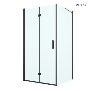 Oltens Hallan kabina prysznicowa 100x100 cm kwadratowa drzwi ze ścianką czarny mat/szkło przezroczyste 20009300