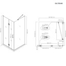 Oltens Hallan kabina prysznicowa 100x100 cm kwadratowa drzwi ze ścianką czarny mat/szkło przezroczyste 20009300 - rysunek techniczny