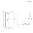 Oltens Breda kabina prysznicowa 80x80 cm kwadratowa czarny mat/szkło 20005300 - rysunek techniczny