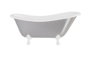 Besco Otylia Glam Srebrna 160x77 #WKO-160-GSW wanna wolnostojąca z białymi nogami