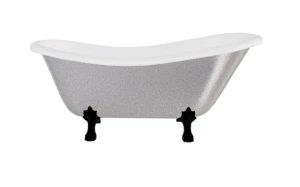 Besco Otylia Glam Srebrna 160x77 #WKO-160-GSB wanna wolnostojąca z czarnymi nogami