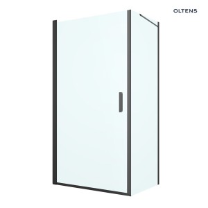 Oltens Rinnan kabina prysznicowa 100x80 cm prostokątna drzwi ze ścianką czarny mat/szkło przezroczyste 20218300