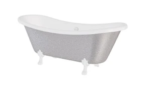 Besco Amelia Glam Srebrna 190x77 #WKA-190+GSW wanna wolnostojąca z białymi nogami