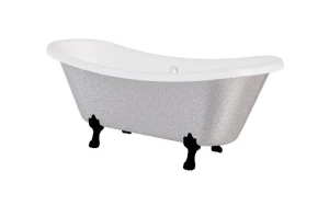 Besco Amelia Glam Srebrna 190x77 #WKA-190+GSB wanna wolnostojąca z czarnymi nogami