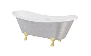Besco Amelia Glam Srebrna 190x77 #WKA-190+GSG wanna wolnostojąca ze złotymi nogami