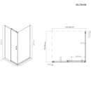Oltens Breda kabina prysznicowa 100x80 cm prostokątna czarny mat/szkło przezroczyste 20221300 - rysunek techniczny