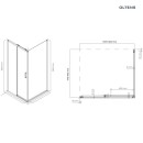 Oltens Breda kabina prysznicowa 110x80 cm czarny mat ze szkłem przejrzystym 20222300 - rysunek techniczny