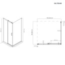 Oltens Breda kabina prysznicowa 100x90 cm prostokątna czarne matowe profile i szkło przezroczyste 20224300 - rysunek techniczny