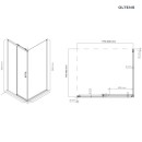 Oltens Breda kabina prysznicowa 120x80 cm prostokątna czarny mat/szkło przezroczyste 20223300 - rysunek techniczny